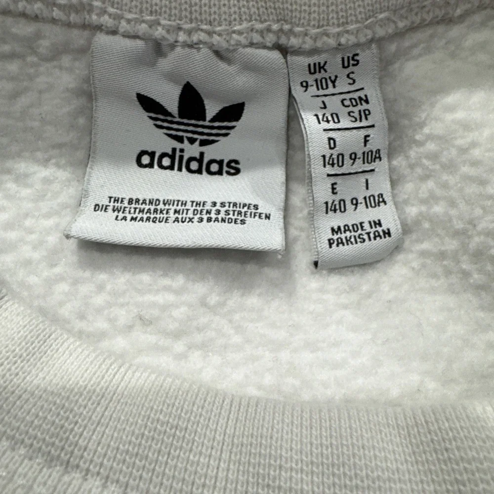 Adidas Originals Crew Sweatshirt Black Pink White Unisex Sz S Streetwear Relaxed